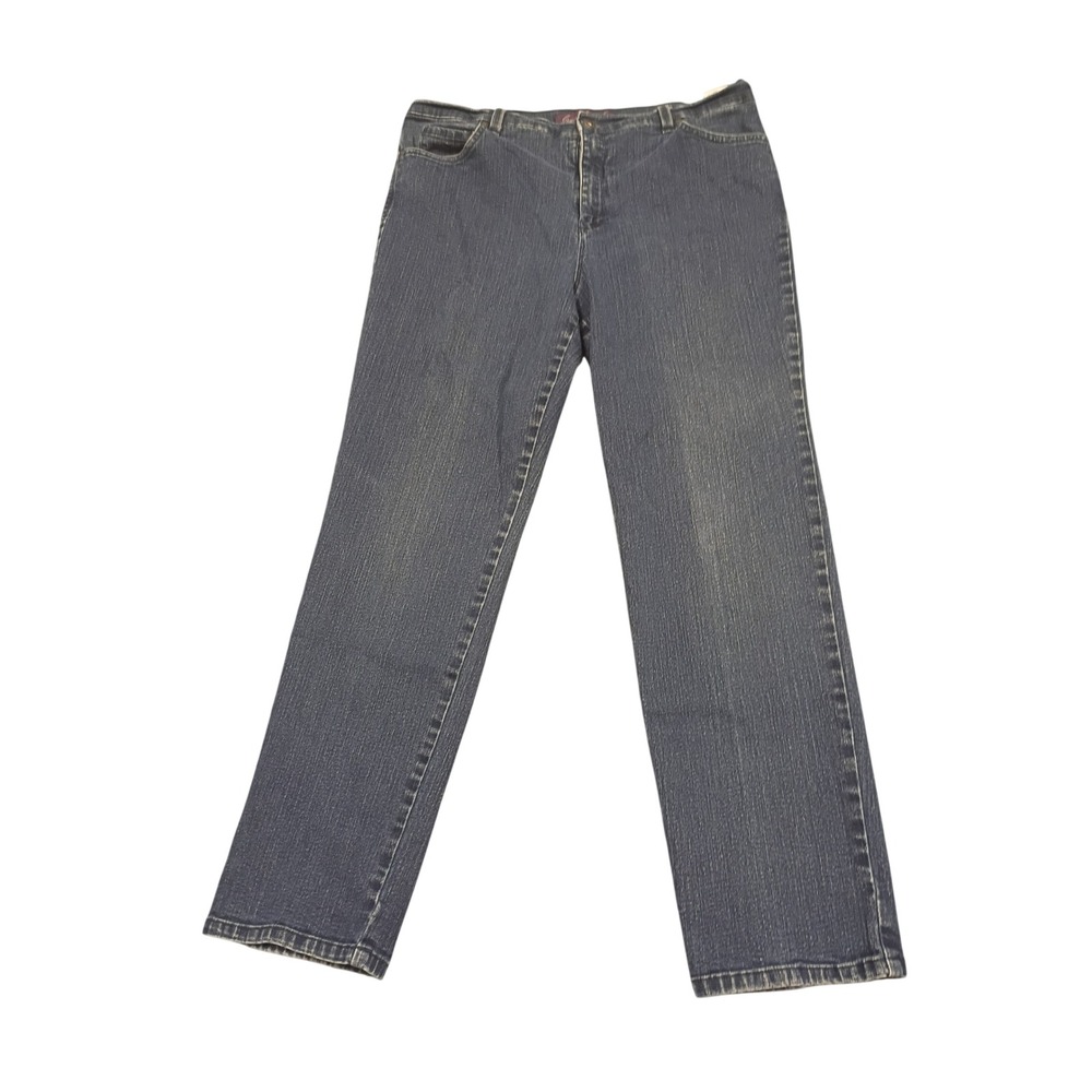 Gloria Vanderbilt Amanda Straight Leg Jeans 16 Medium Blue High Rise Stretch